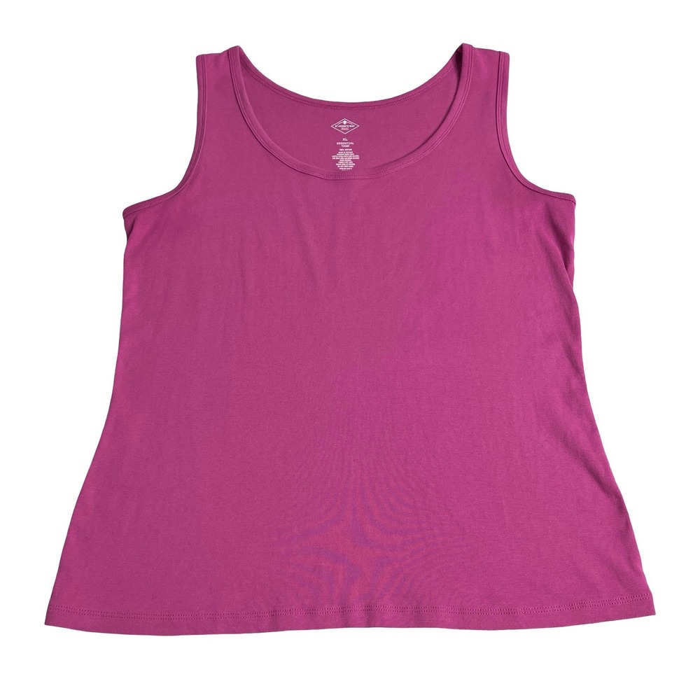 St Johns Bay Essential Tank Top Womens XL Pink Purple Scoop Neck Cotton Basic